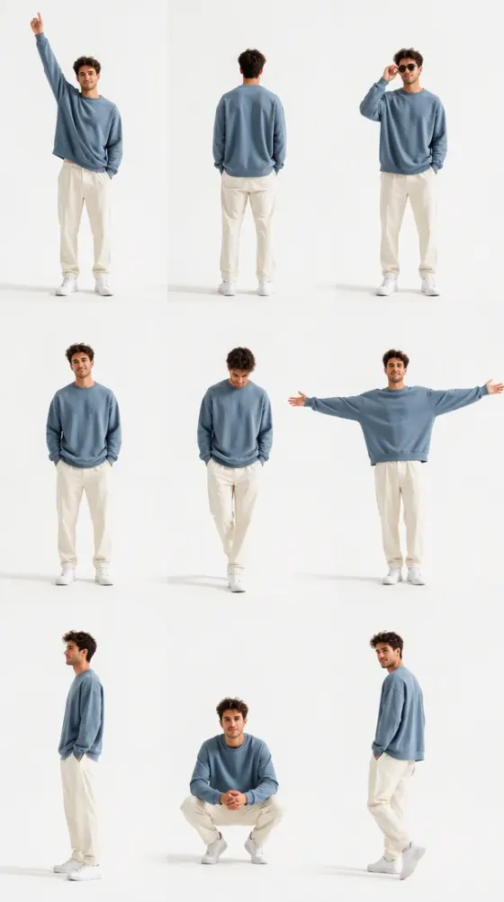 Instagram Lookbook AI effect result one: multiple fashion poses