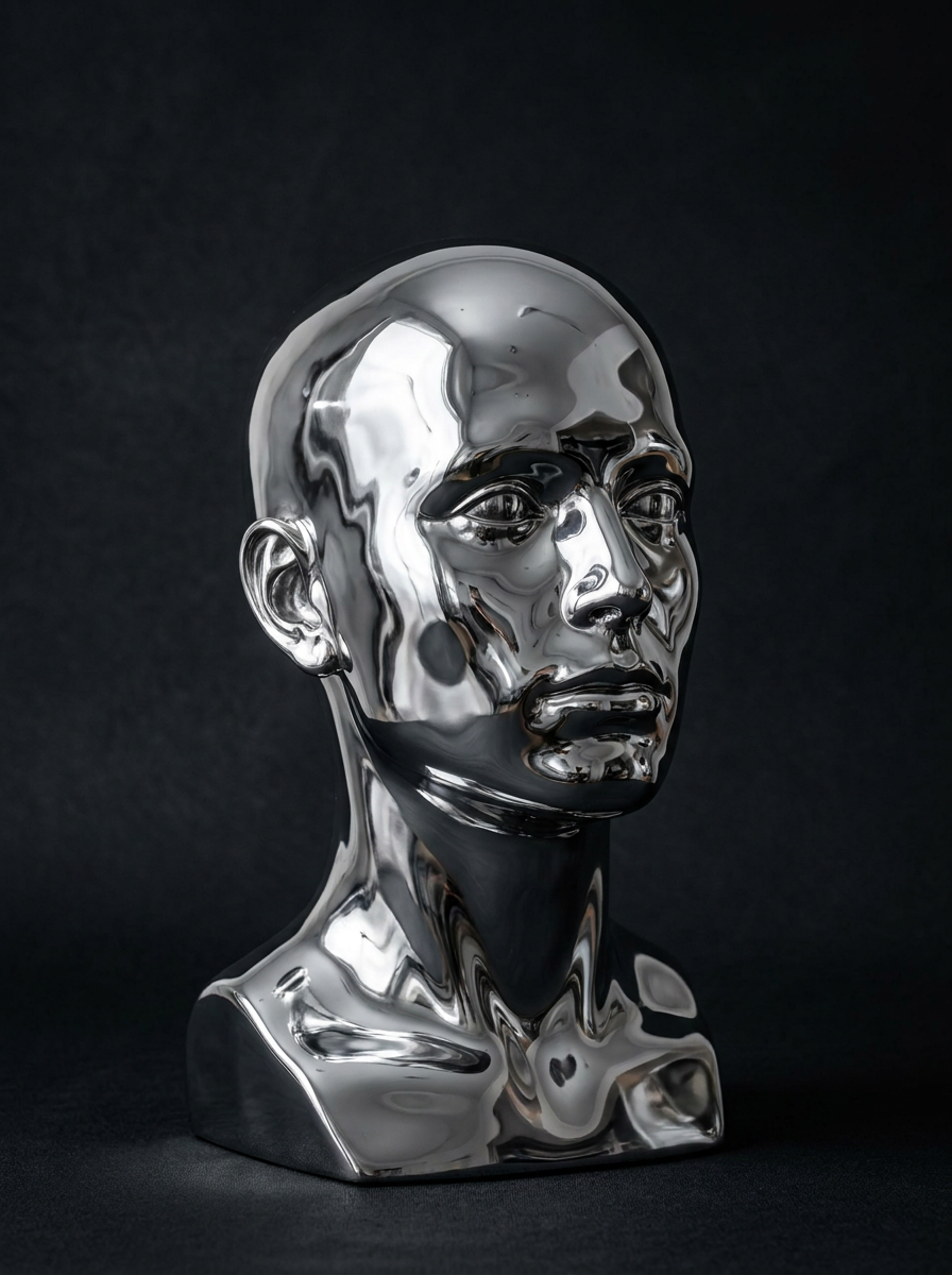 【実験的現代美術】Reflect-Print｜AI×人×アルミホイル AI液体金属フィルターオンライン｜写真をクロームアートに変換 - Media.io